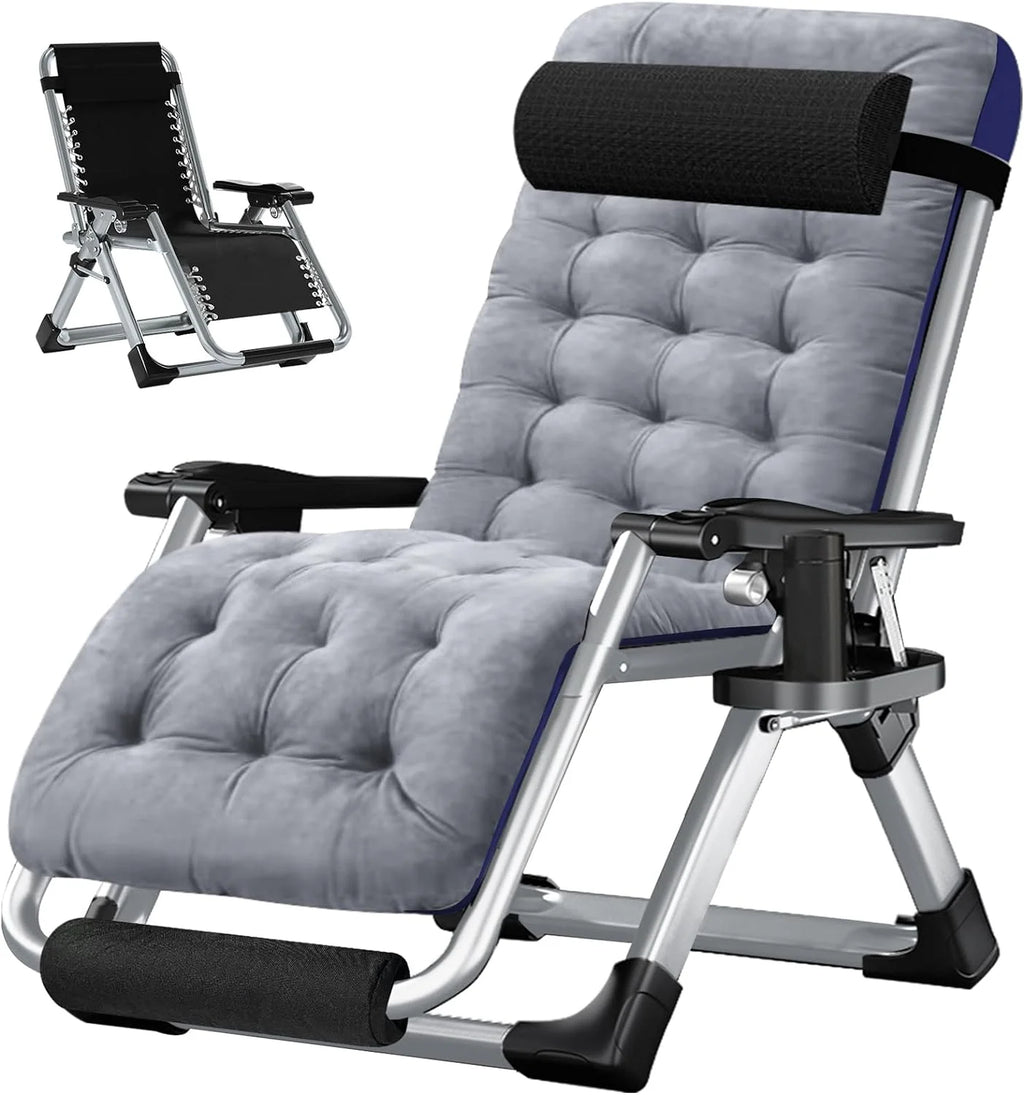 XL Zero Gravity Folding Reclining Lounge Chair with Cushion & Tray S86574