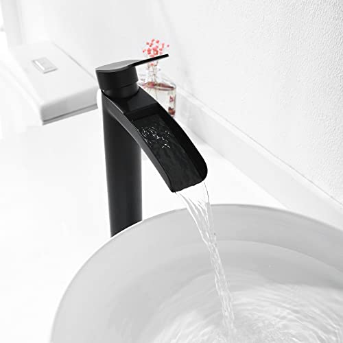 Brushed Gold Single Handle Waterfall Vessel Sink Faucet with Pop Up Drain R57478