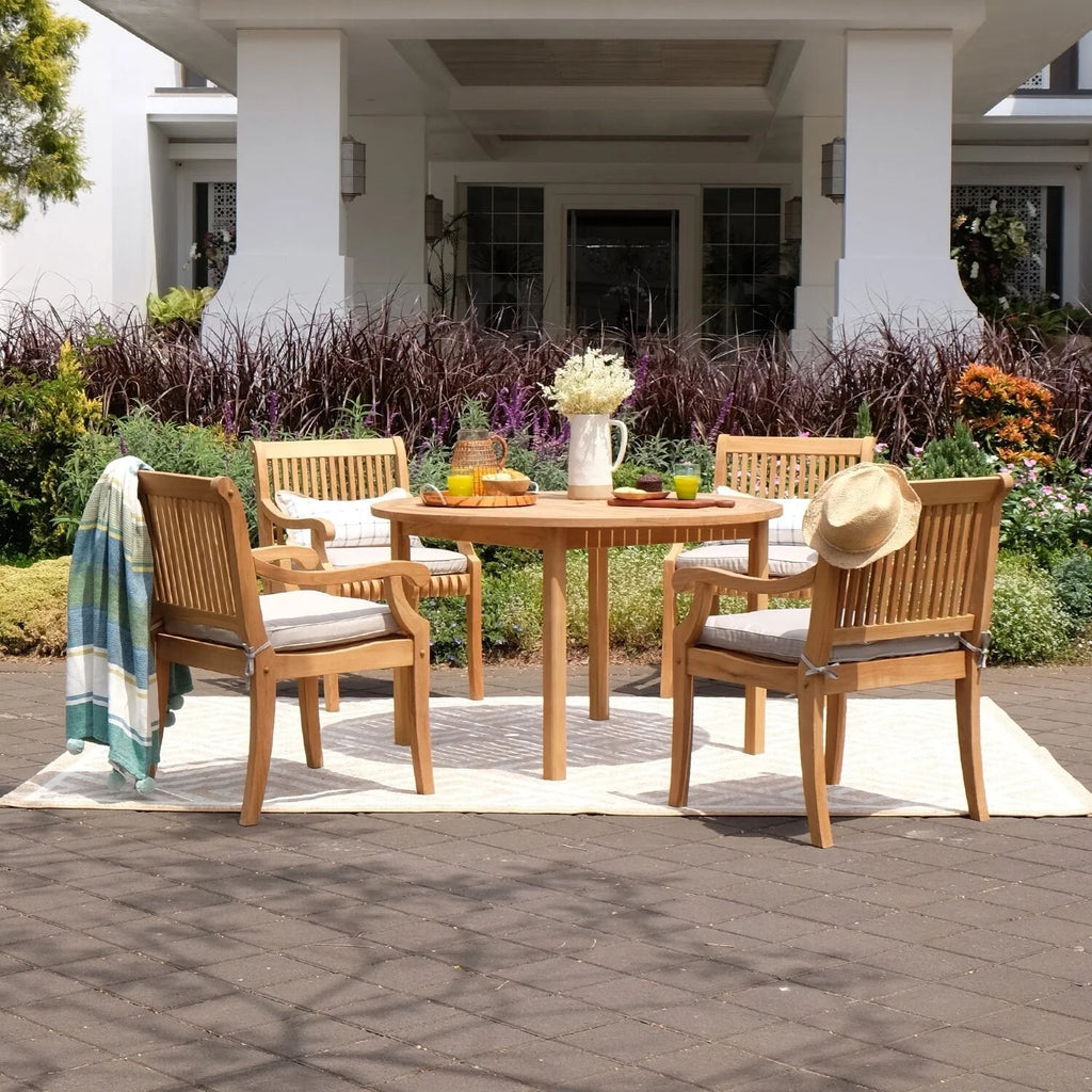 5-piece Teak Patio Dining Set with Cushion H312109