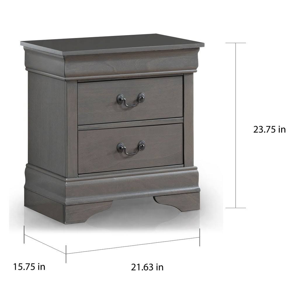 Grey Solid Wood Nightstand Z947