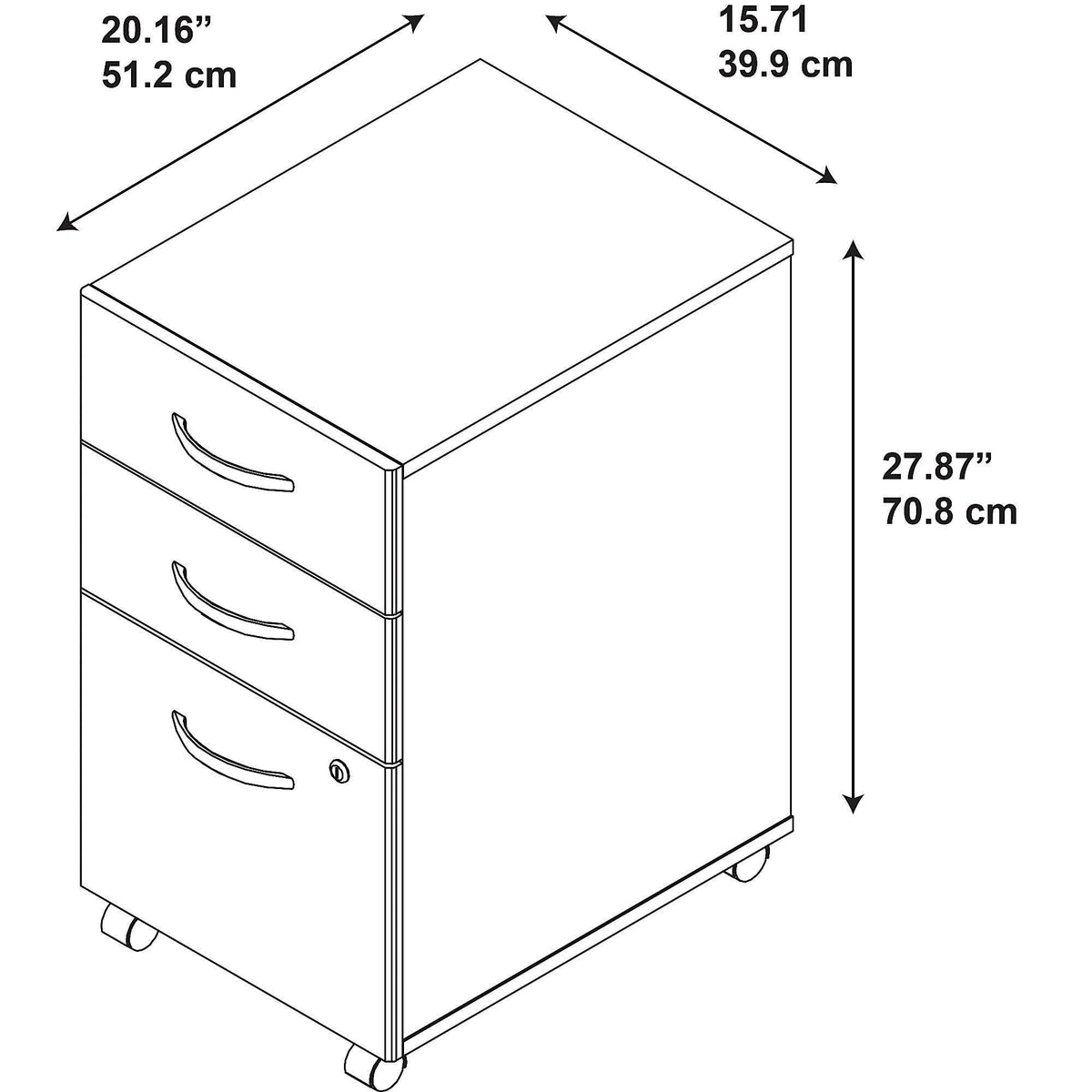 3 Drawer Mobile File Cabinet D279