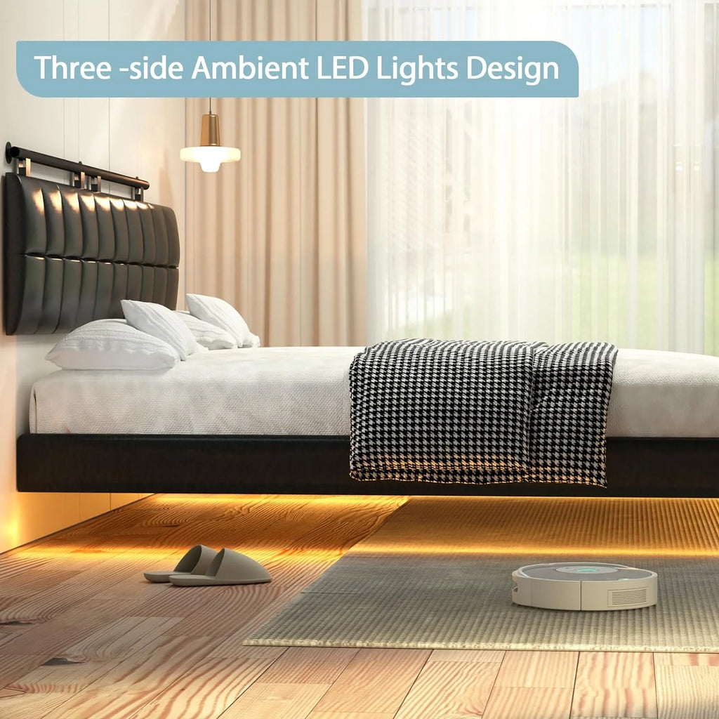 Queen Bed Frame with Charging Station and LED Lights R3525