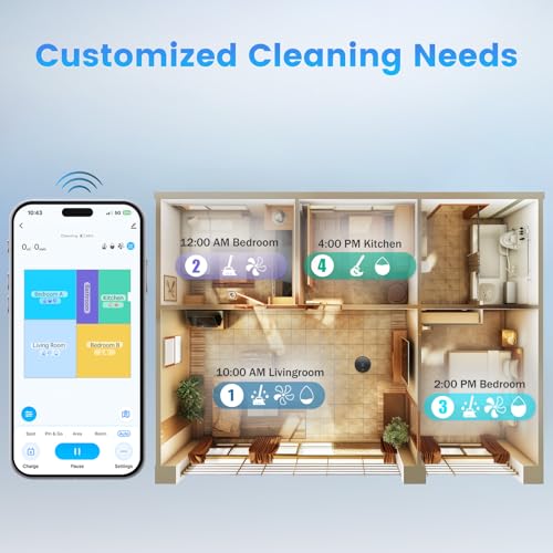 Robot Vacuum and Mop Combo, Self-Emptying, 180mins Runtime, Home Mapping W2333