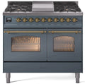 40 Dual Fuel Natural Gas Range in Blue Grey with Brass Trim M106