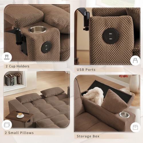 65'' Convertible Sleeper Sofa Bed with Chaise Lounge H4458