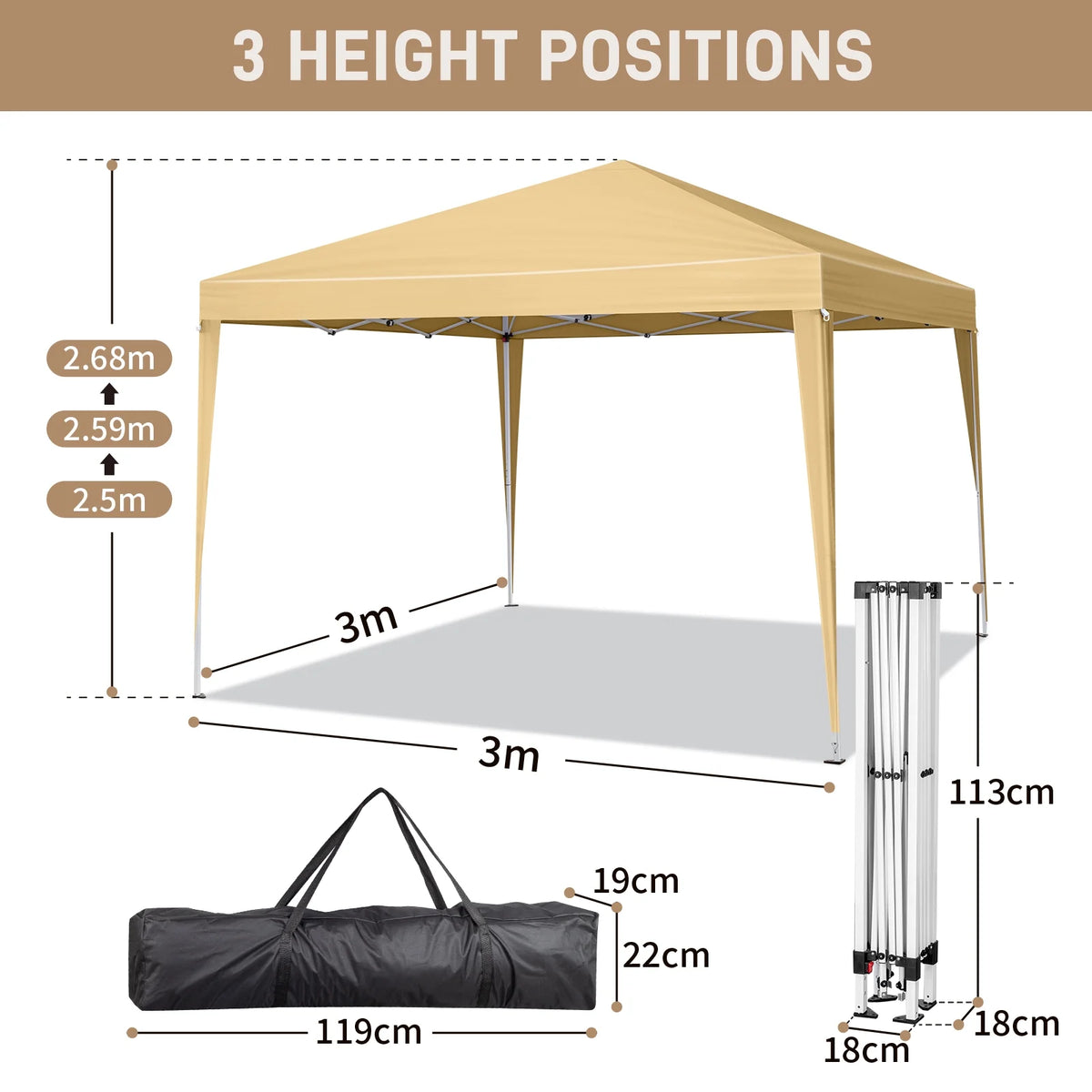 10ft x 10ft Pop up Canopy Tent with Carry Bag L60994