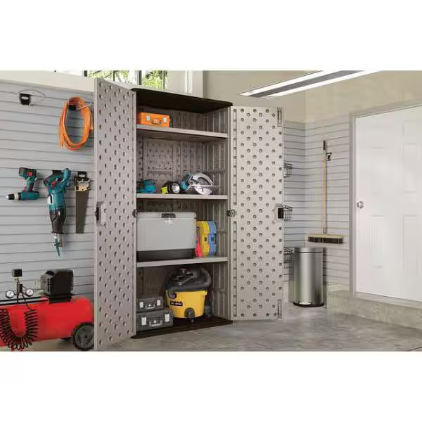 Resin Freestanding Garage Cabinet in Platinum R396378