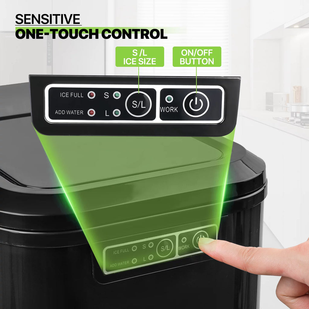 Black Countertop Ice Maker Machine with Ice Scoop and Basket F2034