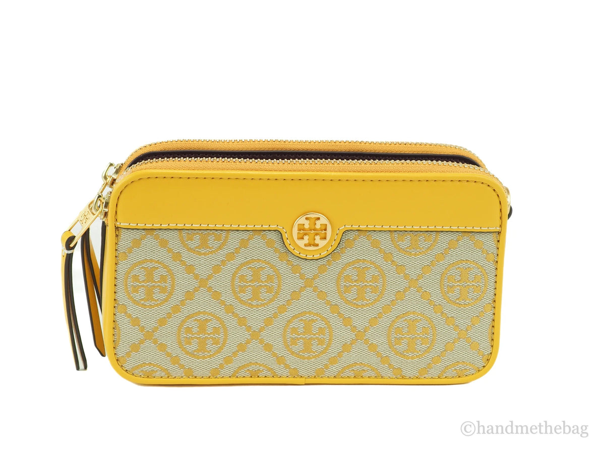 Mini T Monogram Jacquard Canvas Double-Zip Crossbody Handbag H8798