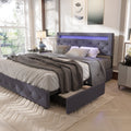 Full Size Upholstered Platform Bed Frame with LED Light Headboard I43443
