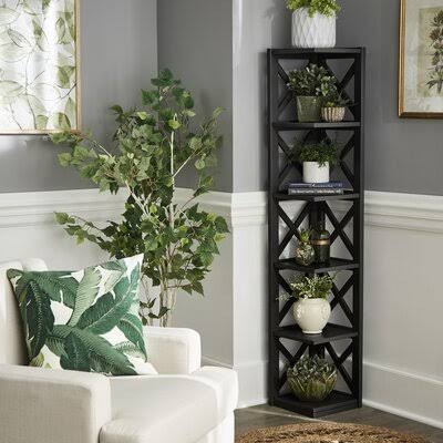 Black X-Frame Corner Bookcase M230140