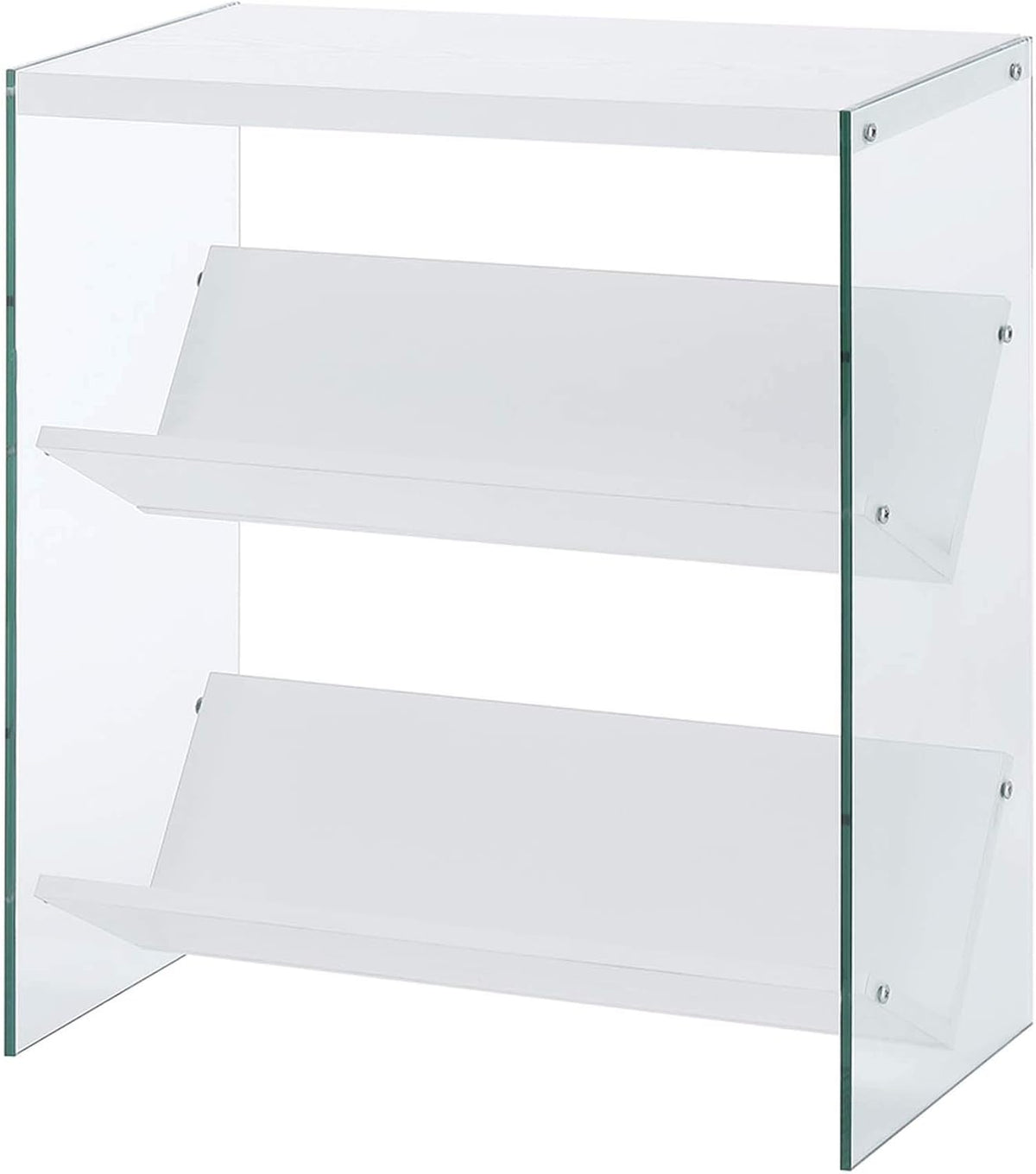 Weathered Gray Glass Bookcase V698269