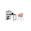 Fall Oak Desk with Bookcase and Pink Chrome Chair Set P887