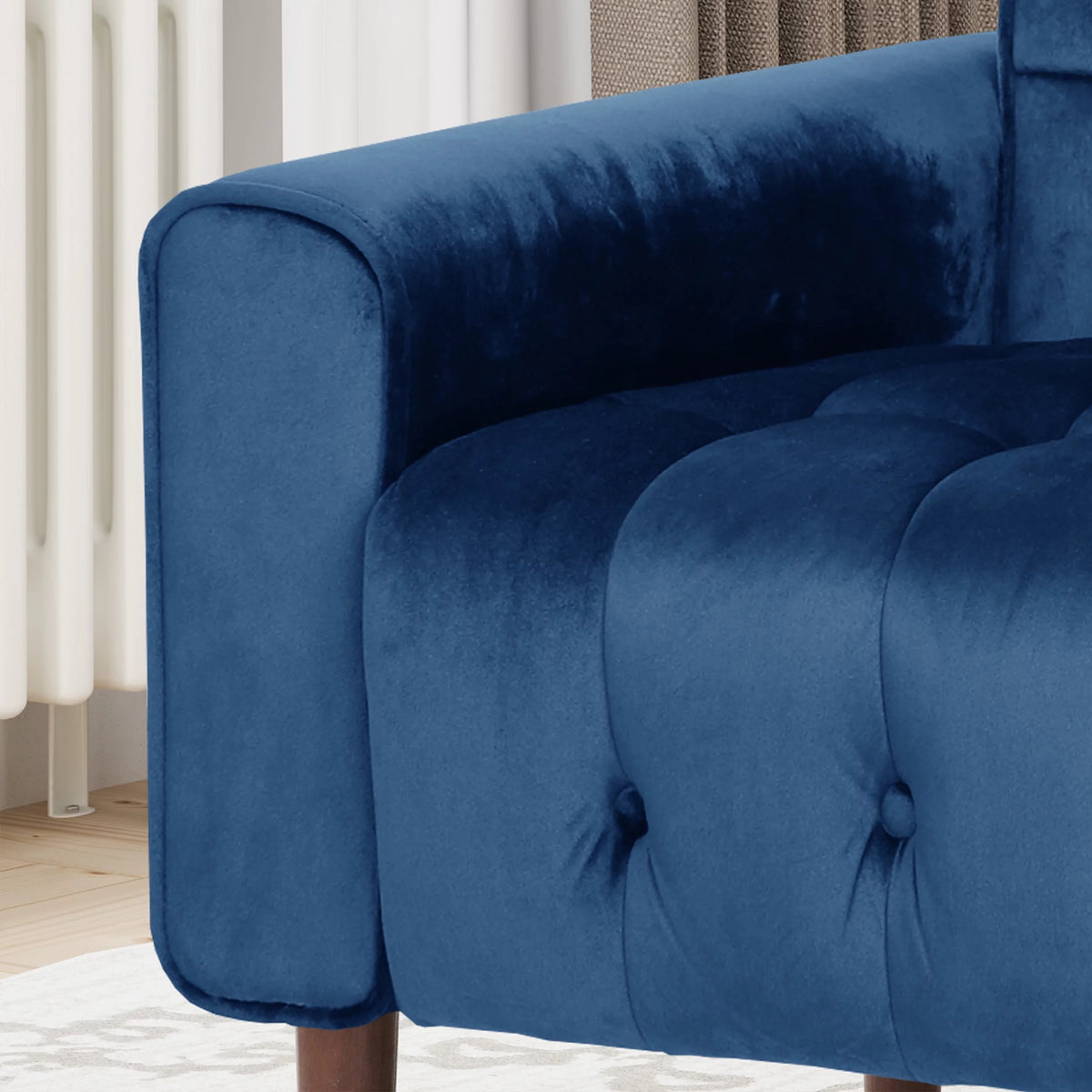 Navy Blue Velvet Tufted Armchair S708893