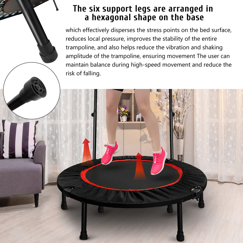660lbs Foldable Mini Trampoline with Adjustable Handle N626