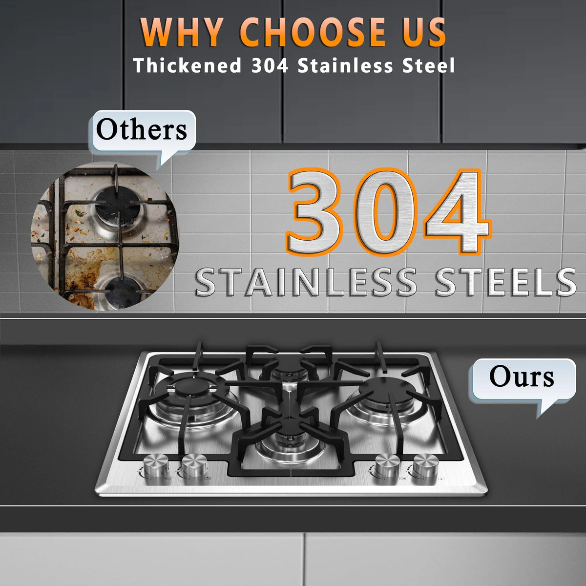 23 inch 4 Burner Stainless Steel Gas Cooktop I210