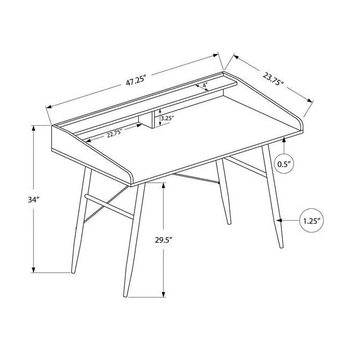 47.25" Contemporary Wood Computer Desk with Hutch D5306