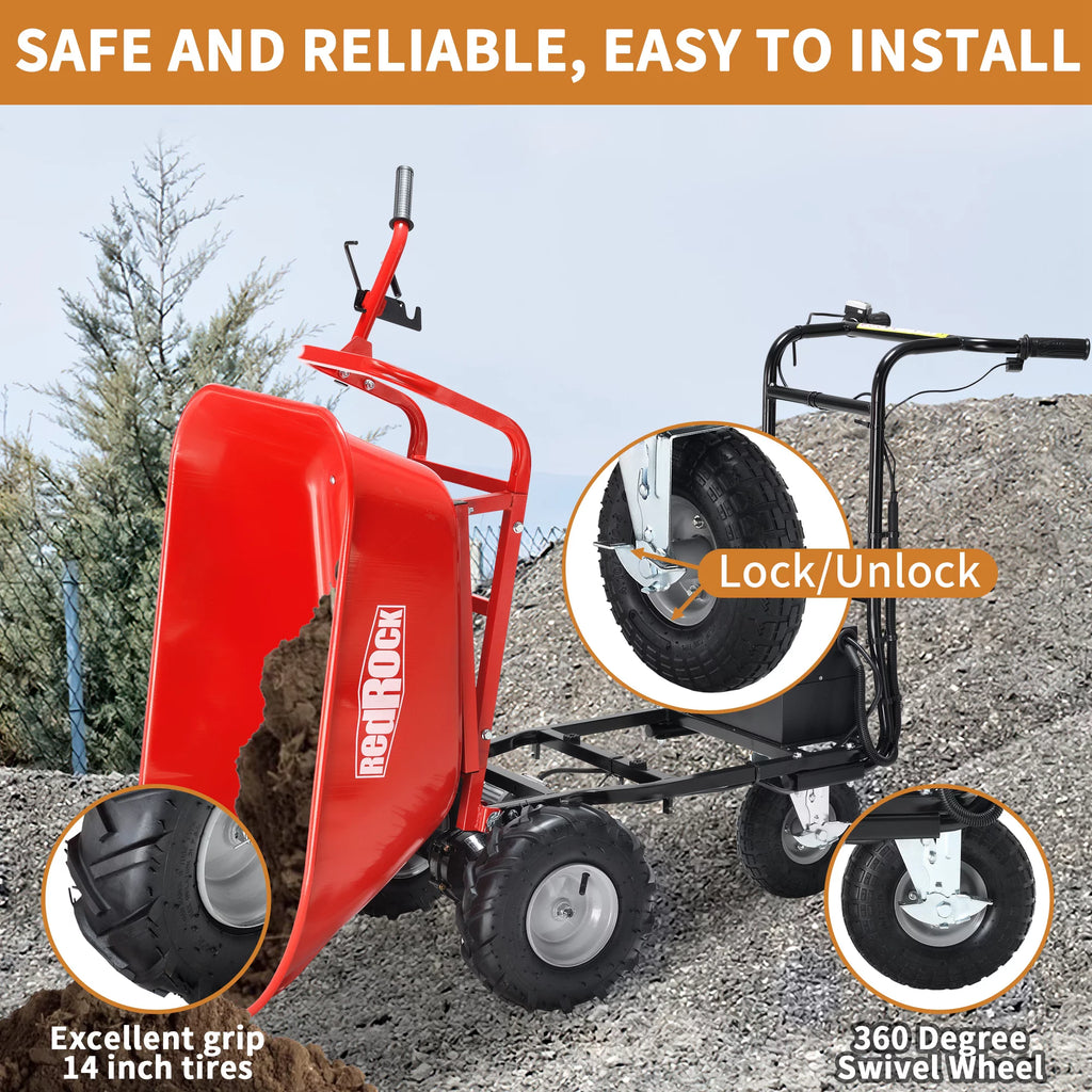 Electric Wheelbarrow Utility Cart 48V28Ah 500W 500lbs Capacity Steel G98529