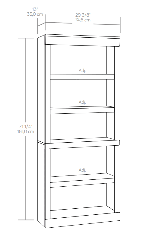 5 Shelf Rustic Gray Bookcase C167265