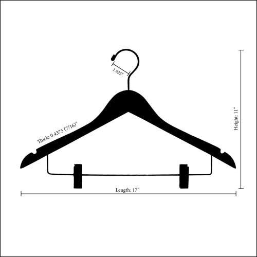 Wooden Combo Hanger with Adjustable Clips Case of 50 H938