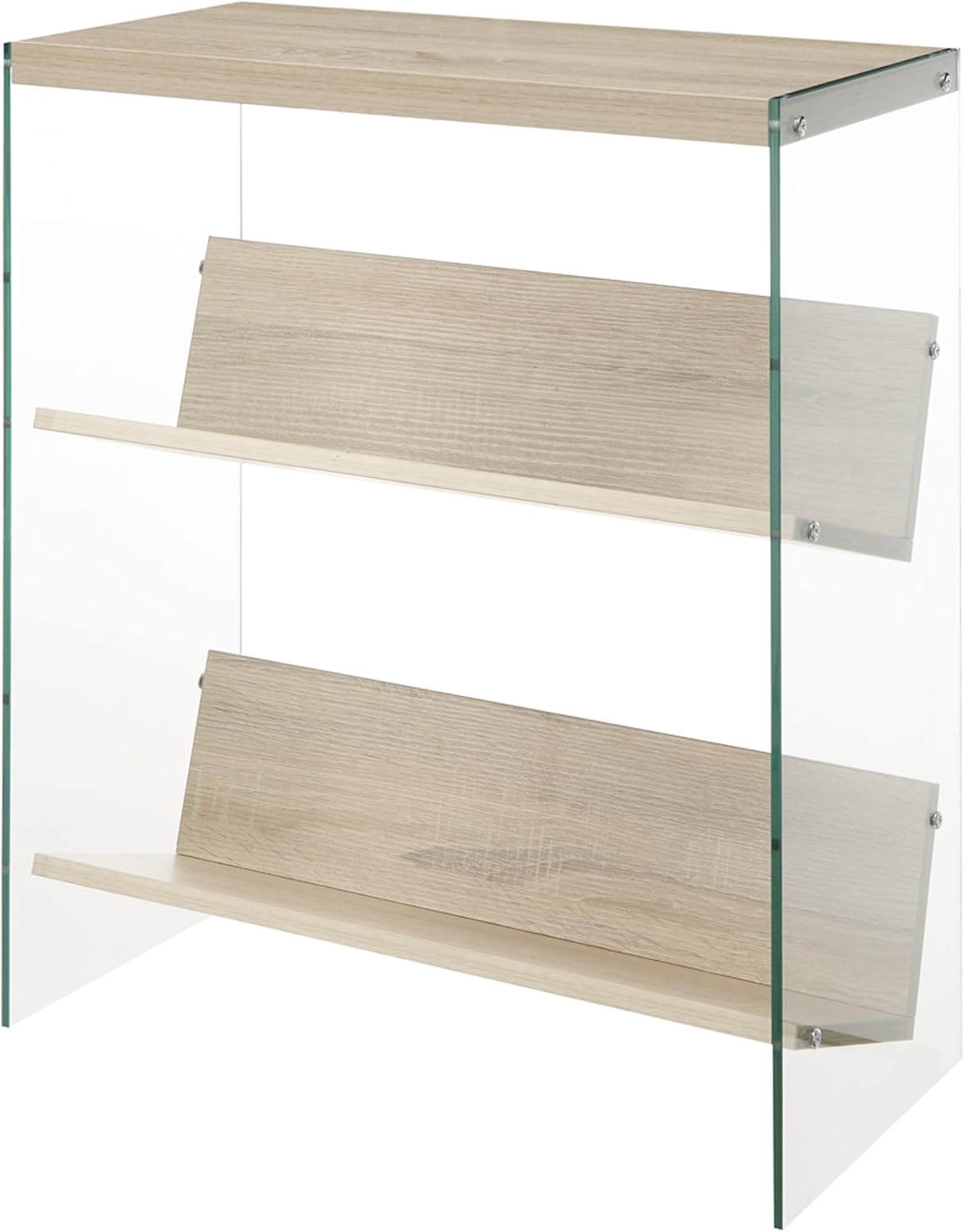 Weathered Gray Glass Bookcase V698269