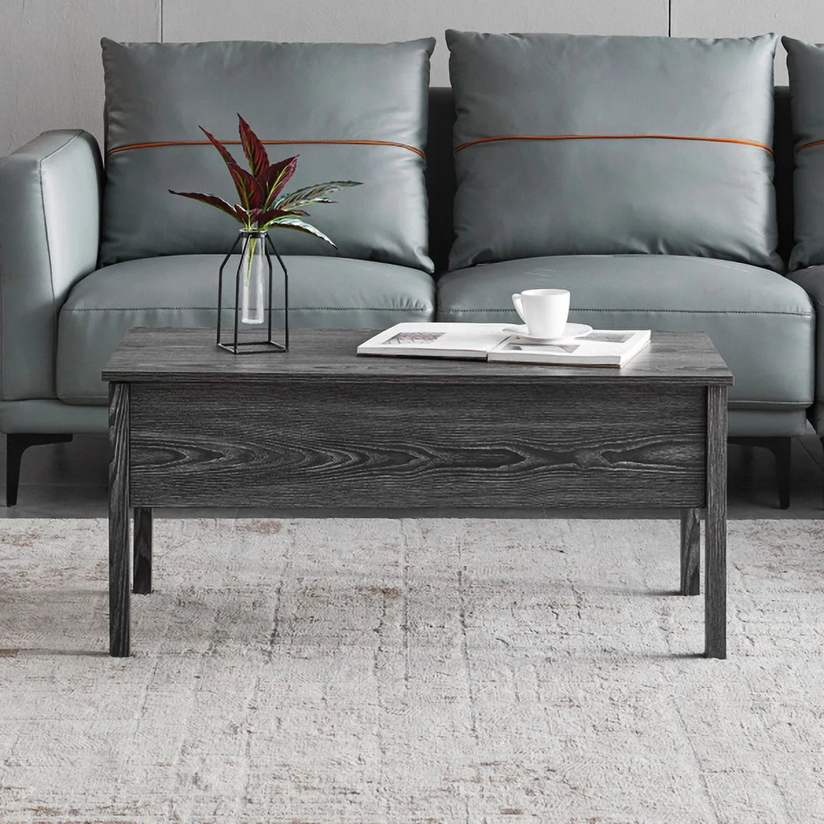 Dark Grey Oak Lift-Top Coffee Table with Storage P9537