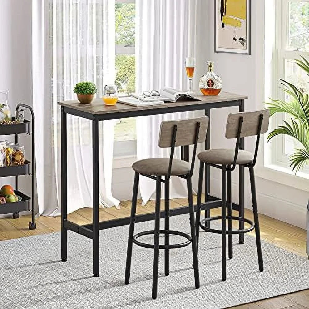 3-Piece Rectangle Dining Table and 2 Chairs Set Grey V17667