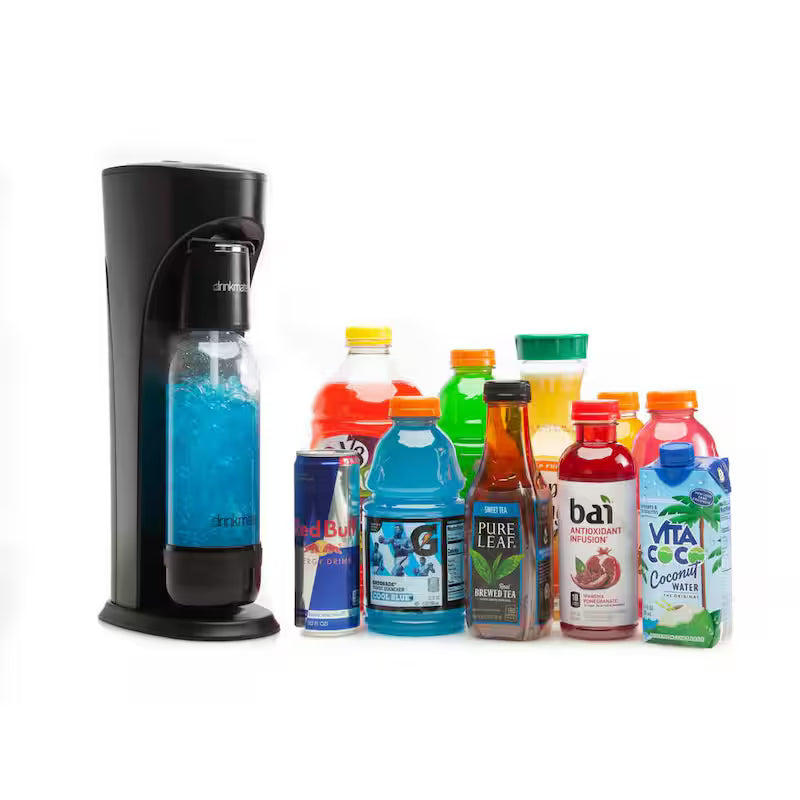 Matt Black Sparkling Water & Soda Maker Machine with 3 CO2 Cartridge, 1L & 0.5L Bottles K10337