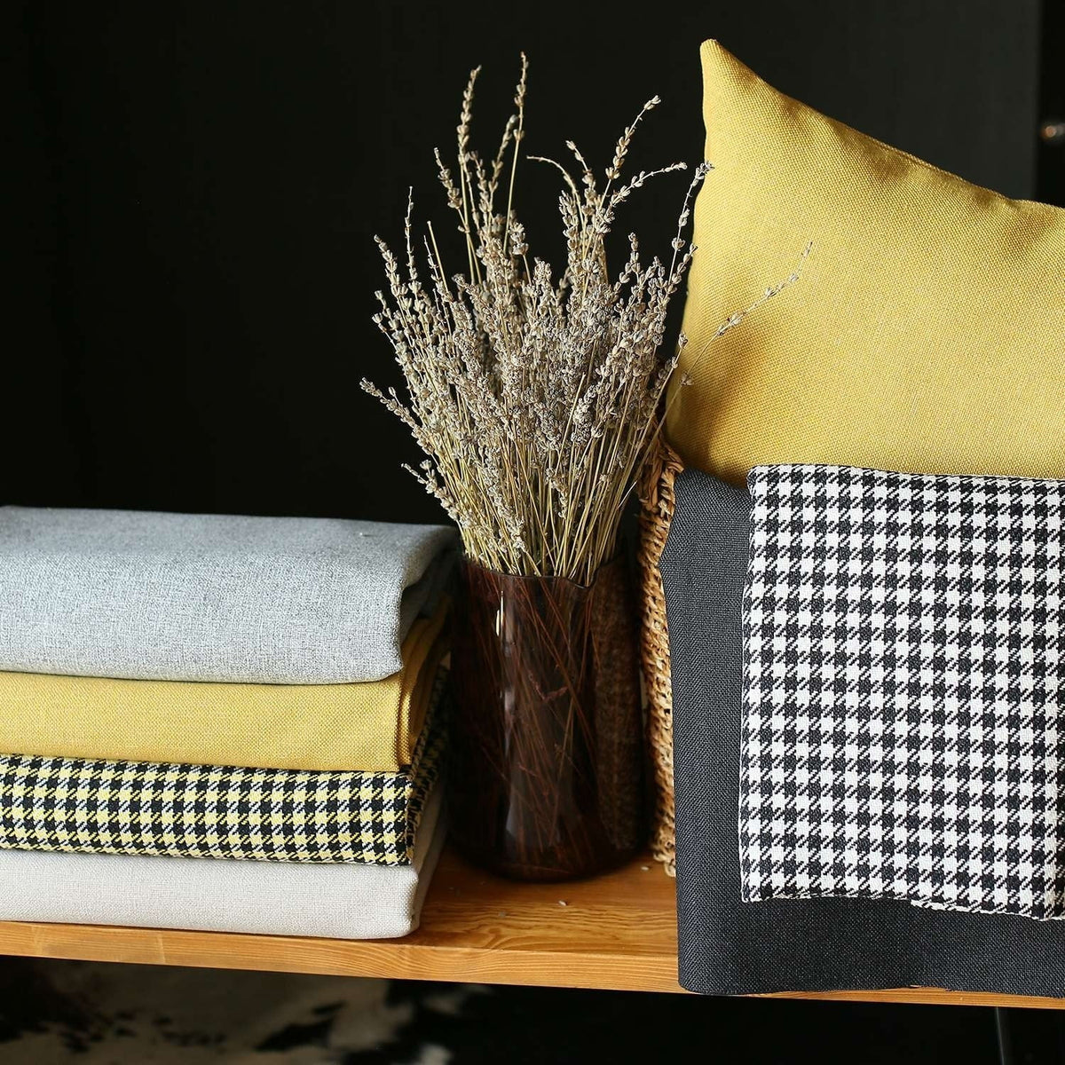 Set Of Two 20" X 12" Black And Yellow Geometric Polyester Lumbar Pillow I6201