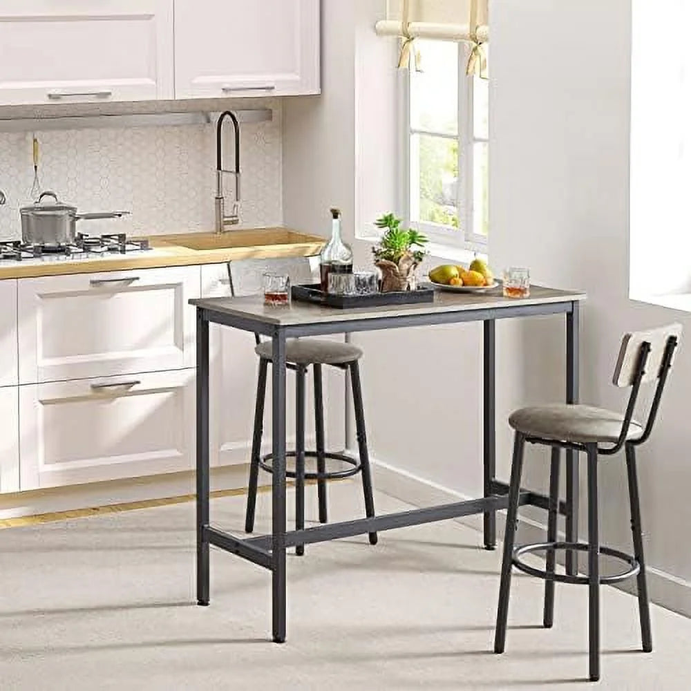 3-Piece Rectangle Dining Table and 2 Chairs Set Grey V17667