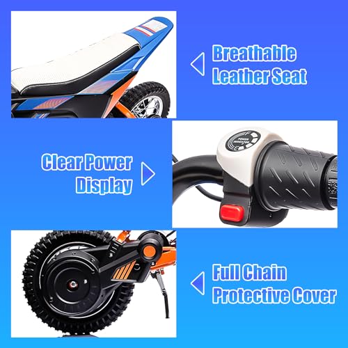 24V Electric Dirt Bike for Kids with Pneumatic Knobby Tires, Blue H111752