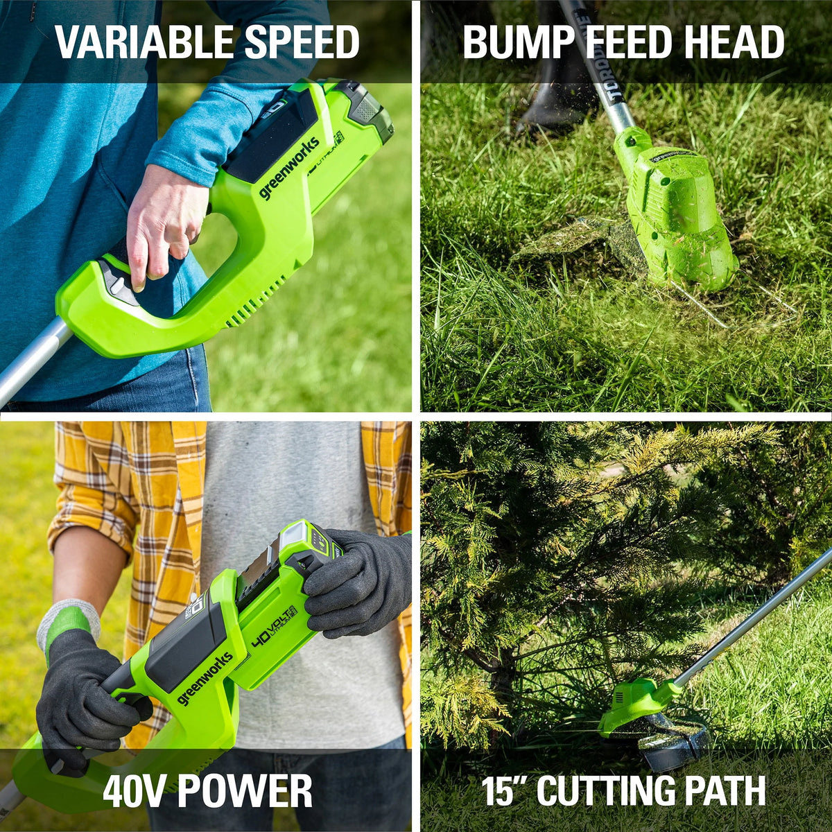 40V 15 Straight Shaft String Trimmer with 2.5 Ah Battery and Charger J753352