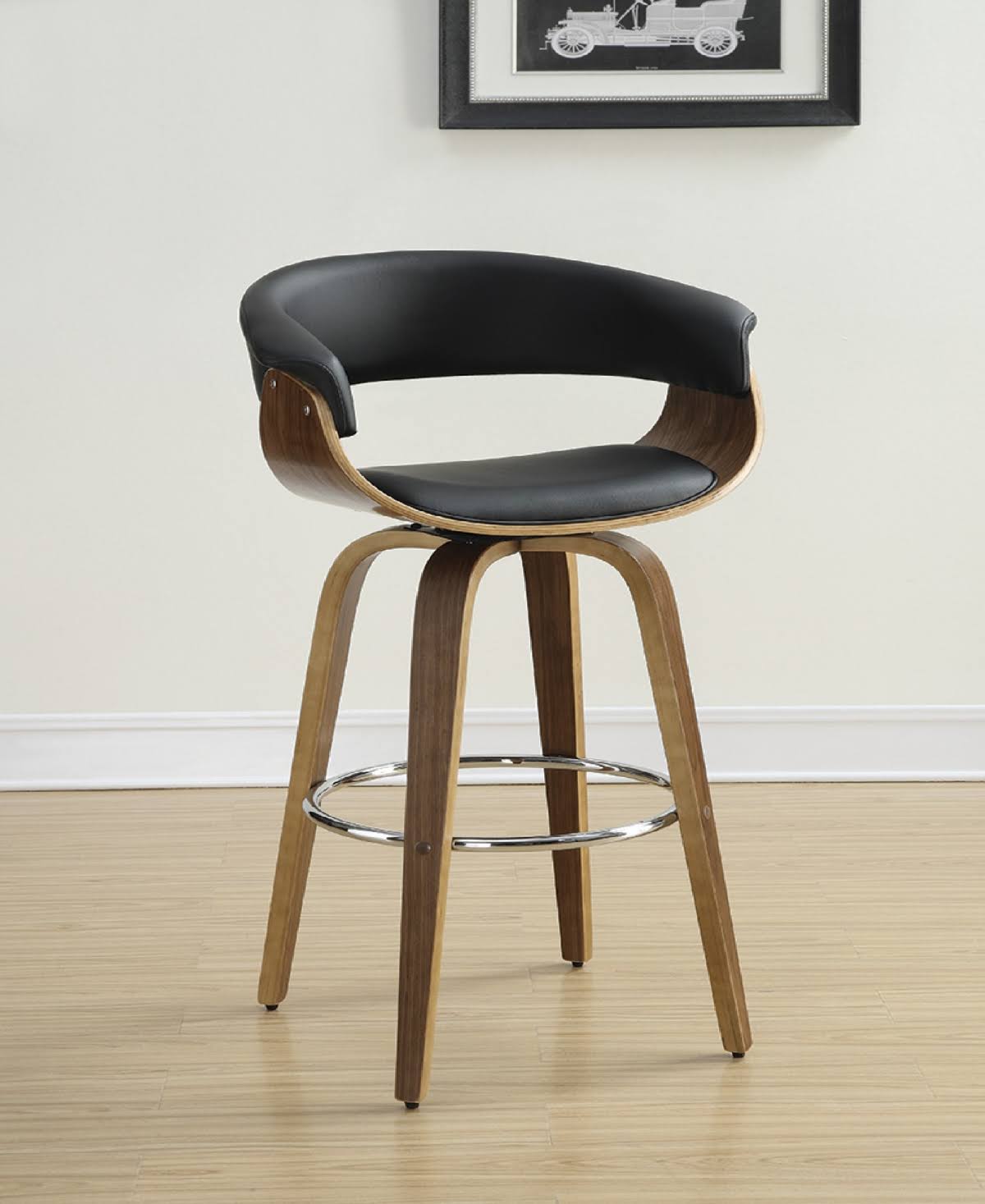 Black Upholstered Swivel Bar Stool B870