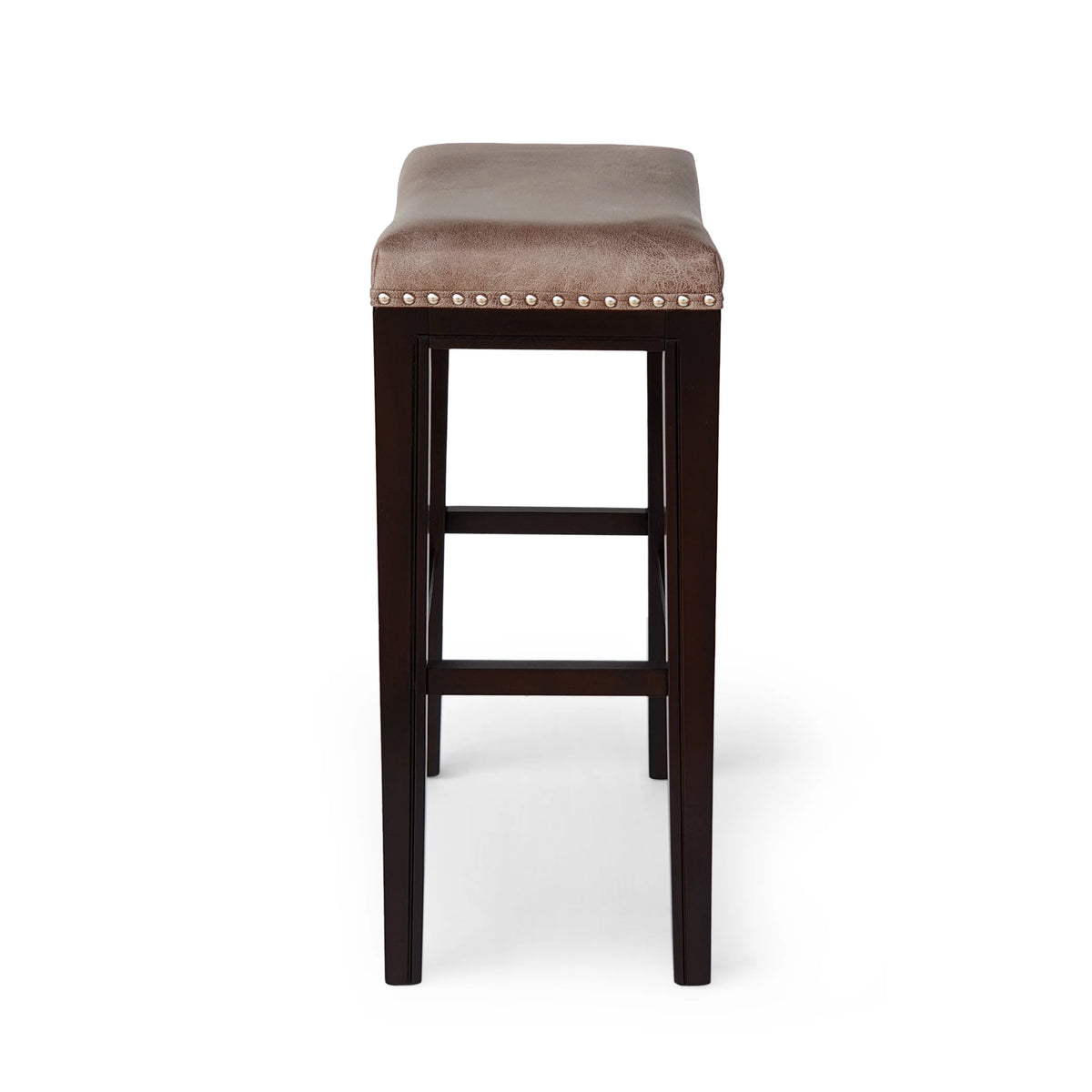 Gray and Cappuccino Brown Upholstered 30 Inch Backless Barstool Set of 2 D965388