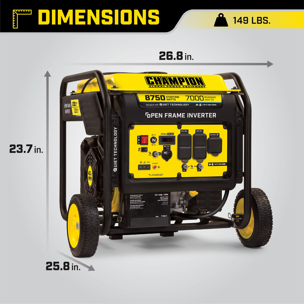 8750-Watt Electric Start Open Frame Inverter K973