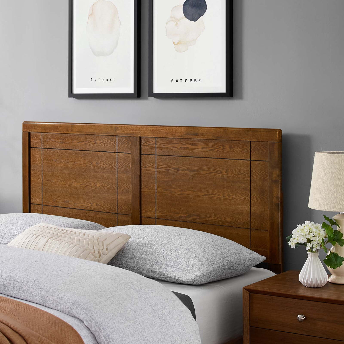 King Wood Headboard in Walnut P4918