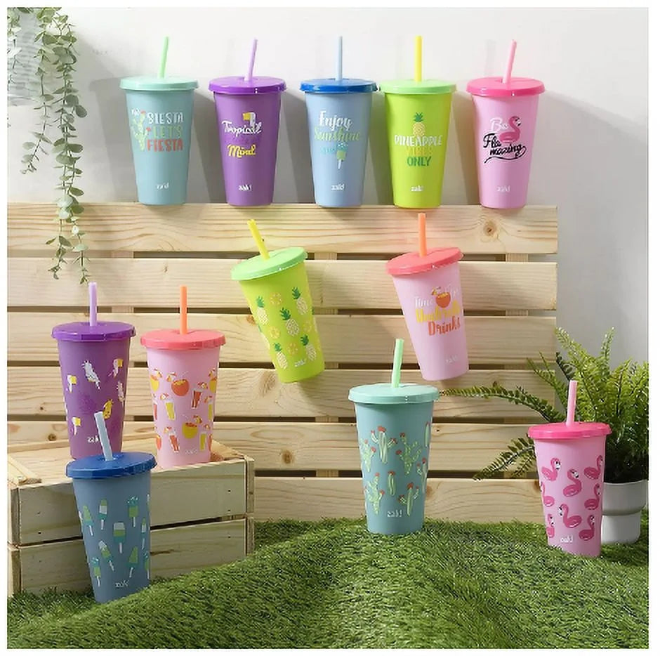 25 oz Tumbler 12-Pack Set with Lids and Straws Q967