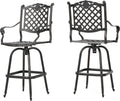 Cast Aluminum Bar Stools, 2-Pcs Set, Shiny Copper I96562
