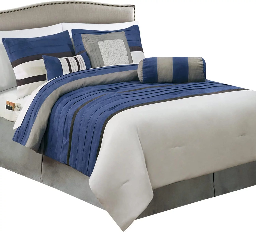12-Piece Blue Microsuede Comforter Set Full/Queen N41248