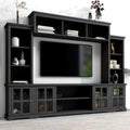 Black Modern TV Stand with Tempered Glass Door R972