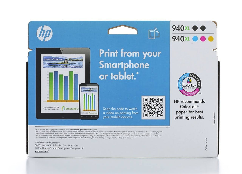 Black and Color Ink Cartridges 5 Pack W940