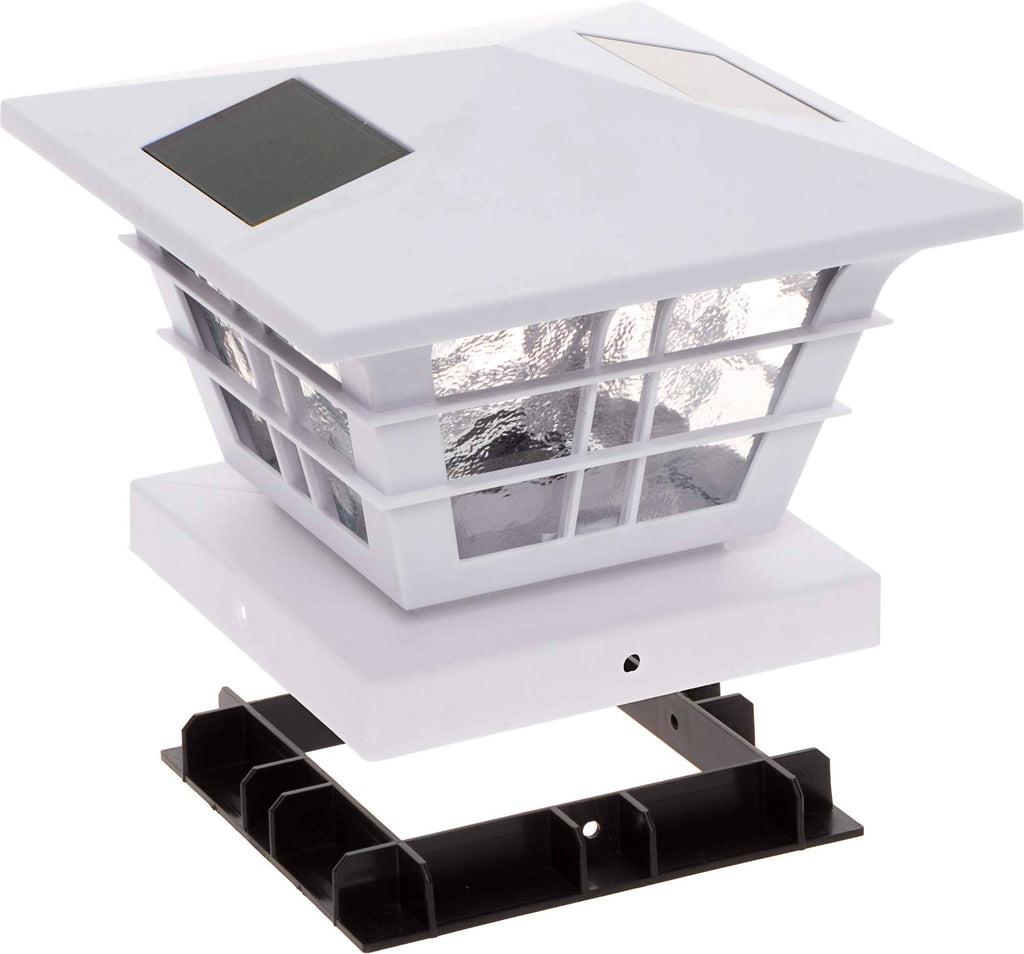 White Solar Post Cap Light with Base Adapter 12 Pack M740669