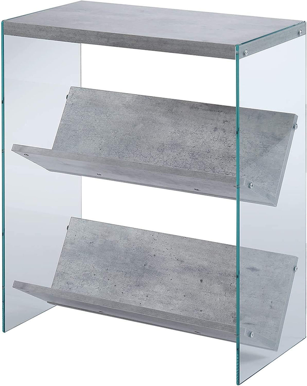 Weathered Gray Glass Bookcase V698269