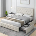 Queen Size 4 Drawer Tufted Upholstered Platform Bed Frame F32483