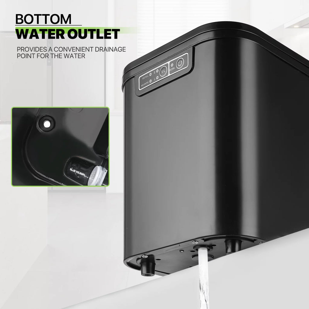 Black Countertop Ice Maker Machine with Ice Scoop and Basket F2034