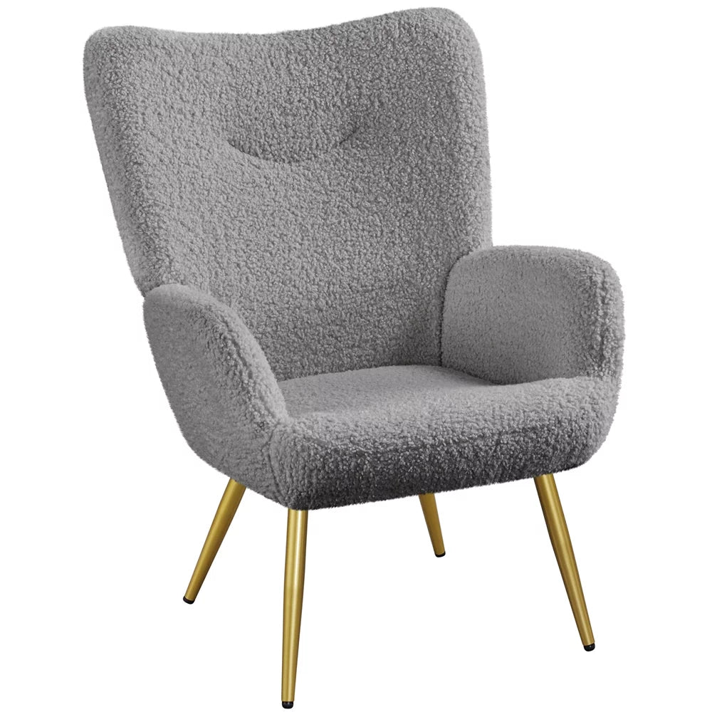 Brown Faux Leather Wingback Accent Chair J61820