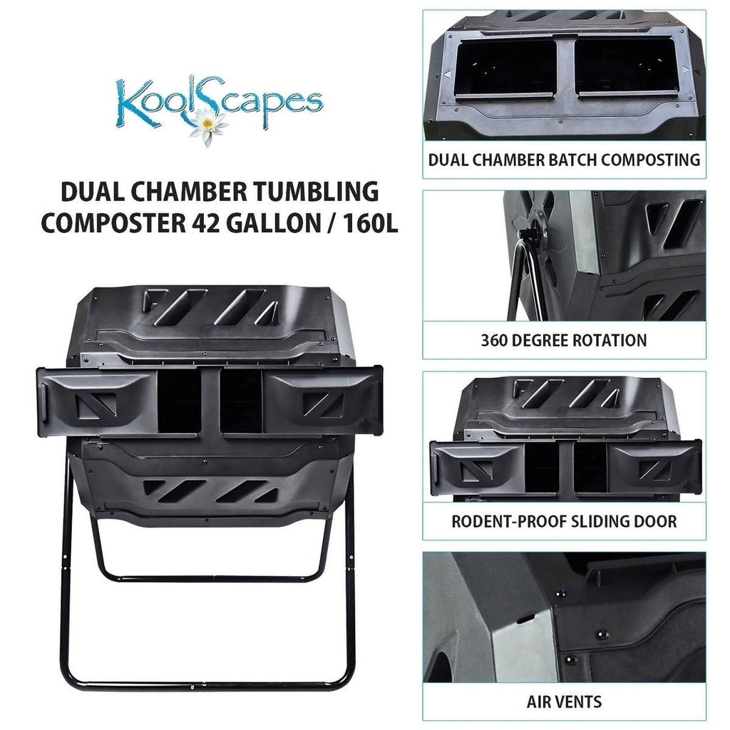 42 Gallon 2-Chamber Tumbling Composter Y35282