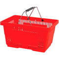 Red Plastic Shopping Basket 28 LITER with Black Plastic Grips Wire Handle H4715