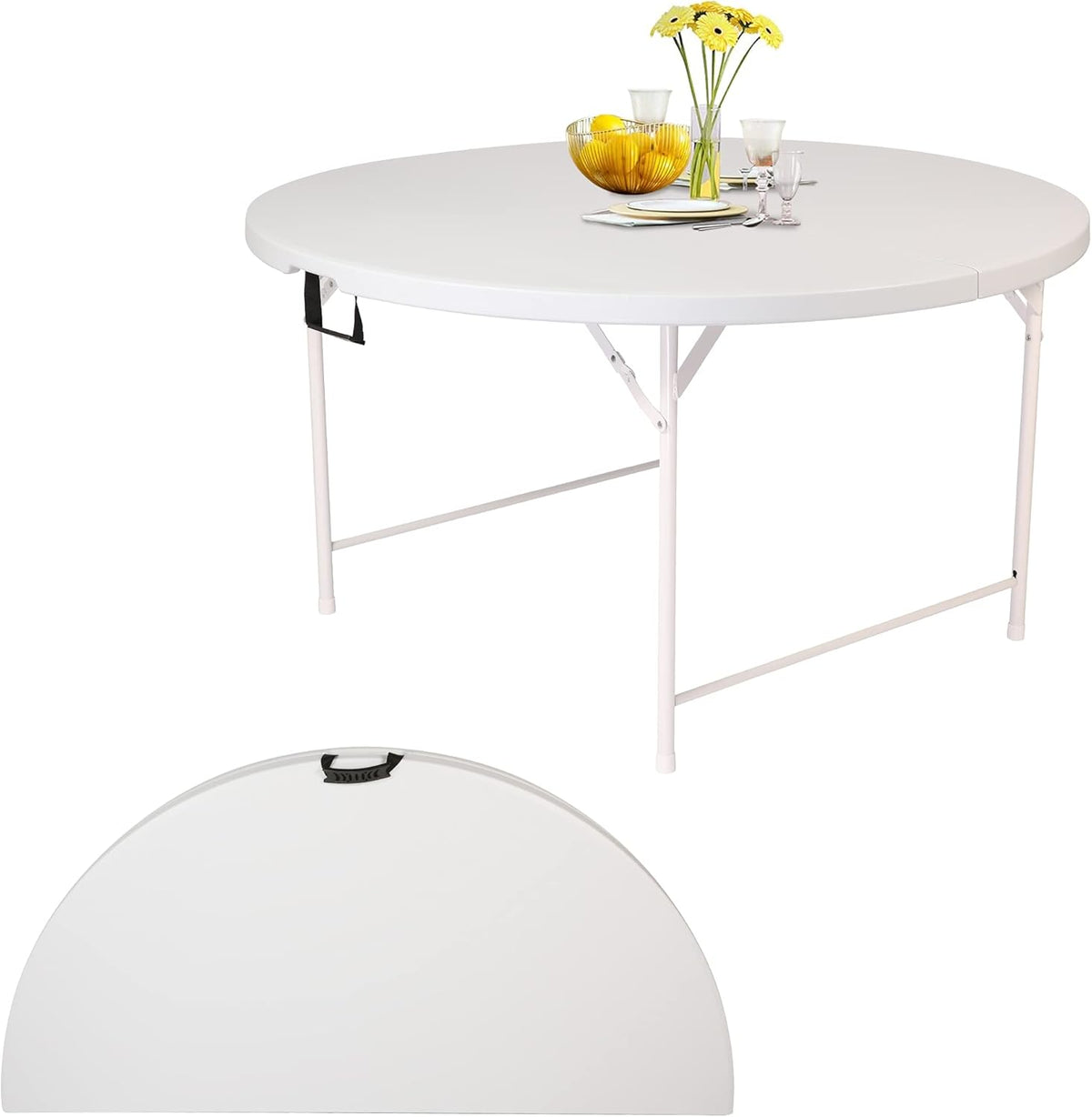 53” Round Folding Plastic Dining Table White I586
