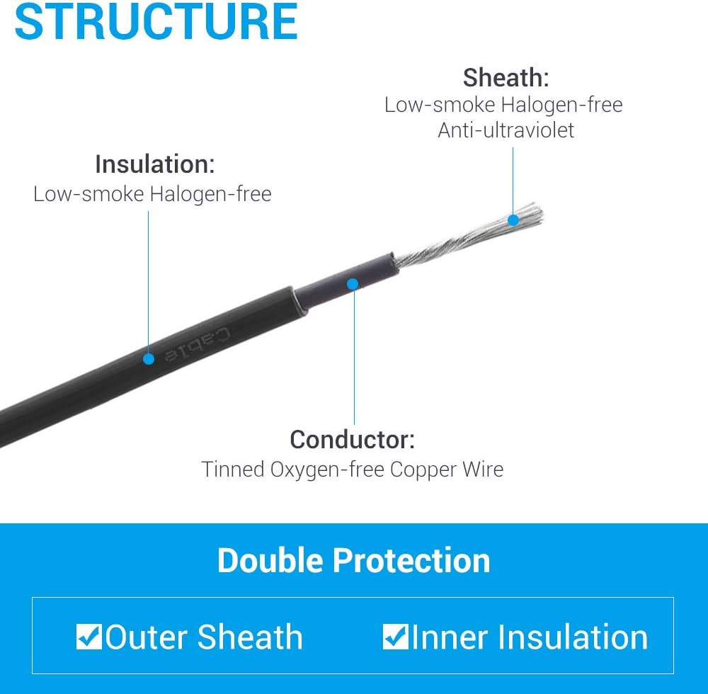 10AWG 6mm² Solar Panel Extension Cable Wire 100M Black Female U6263